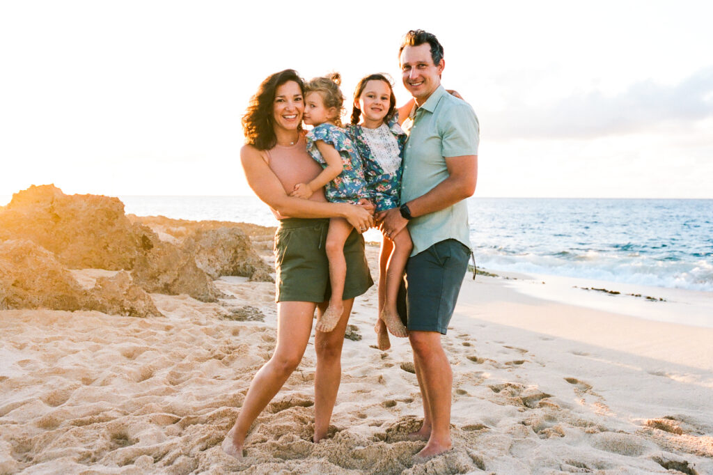 sunset beach family photo session annie groves